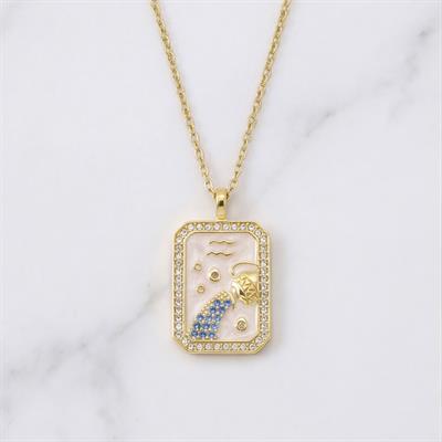 Çelik Kolye, Altın Kaplama Kova Burcu Kadın Kolye K-113