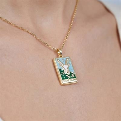 Çelik Kolye, Altın Kaplama Oğlak Burcu Kadın KolyeK-134