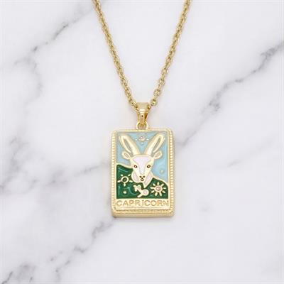 Çelik Kolye, Altın Kaplama Oğlak Burcu Kadın KolyeK-134