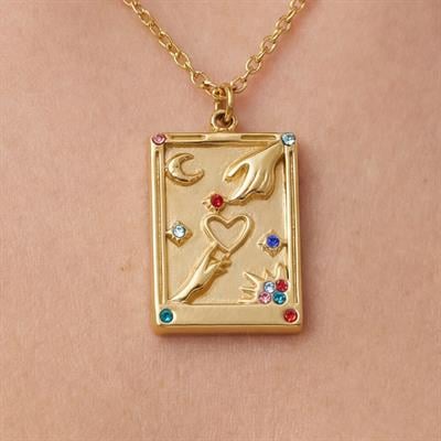 Çelik Kolye, Altın Kaplama Şans Tarot Kadın Kolye K-121