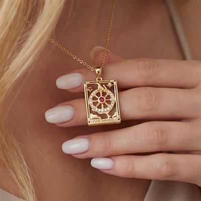 Çelik Kolye, Altın Kaplama Tarot Kadın Kolye K-118