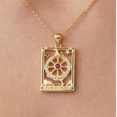 Çelik Kolye, Altın Kaplama Tarot Kadın Kolye K-118