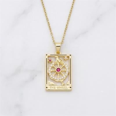 Çelik Kolye, Altın Kaplama Tarot Kadın Kolye K-118