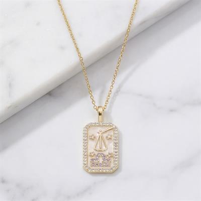 Çelik Kolye, Altın Kaplama Terazi Burcu Kadın Kolye K-112