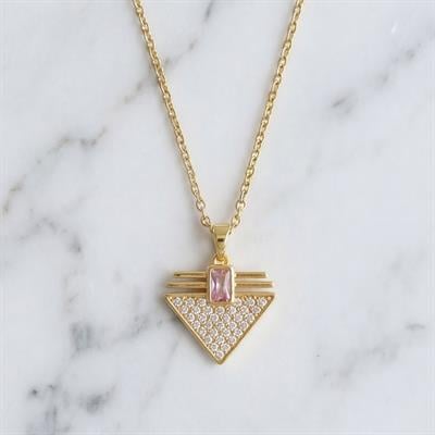 Çelik Kolye, Altın Kaplama Üçgen Kadın Kolye K-127
