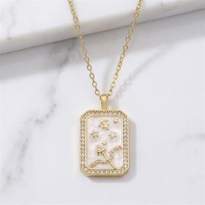 Çelik Kolye, Altın Kaplama Yay Burcu Çelik Kadın Kolye K-102