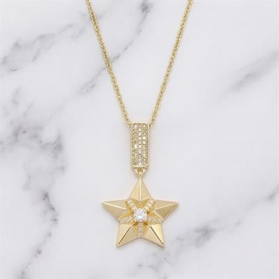 Çelik Kolye, Altın Kaplama Yıldız Kolye, Kadın Kolye K-103