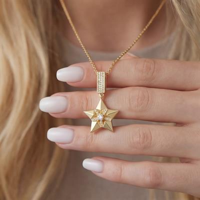 Çelik Kolye, Altın Kaplama Yıldız Kolye, Kadın Kolye K-103