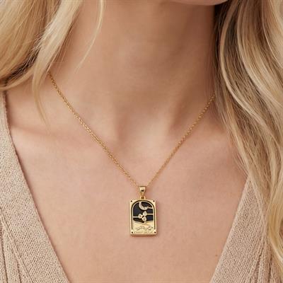 Çelik Kolye, Ay Kolye Altın Kaplama, Kadın Kolye K-131
