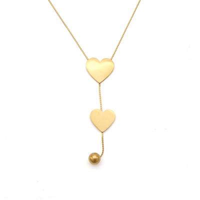 Çelik Kolye - Çelik Kalp Kolye Altın Kaplama KLY-578