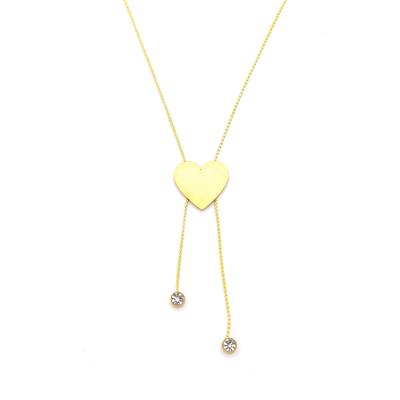 Çelik Kolye - Çelik Kalp Kolye Altın Kaplama KLY-575