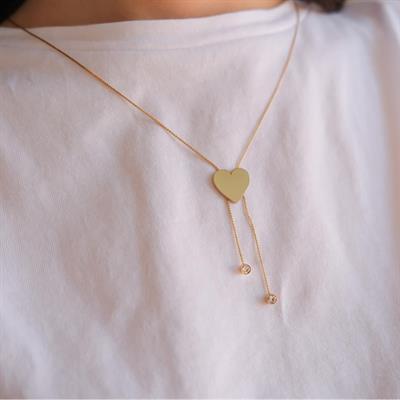 Çelik Kolye - Çelik Kalp Kolye Altın Kaplama KLY-575