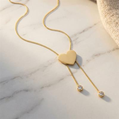 Çelik Kolye - Çelik Kalp Kolye Altın Kaplama KLY-575