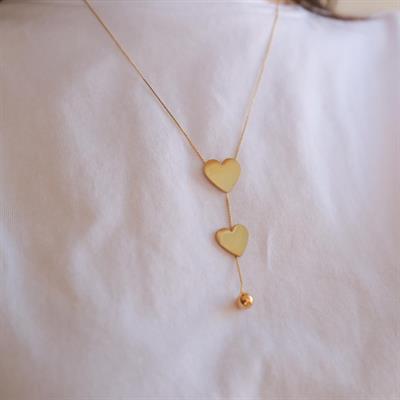 Çelik Kolye - Çelik Kalp Kolye Altın Kaplama KLY-578