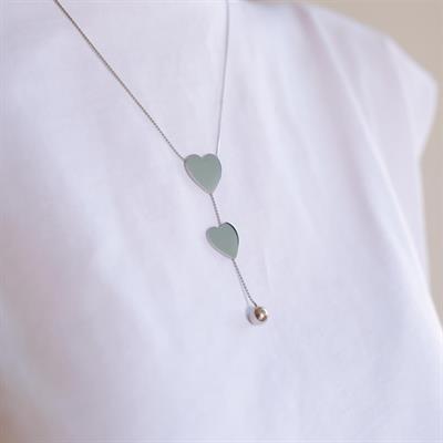 Çelik Kolye - Çelik Kalp Kolye Altın Kaplama KLY-579