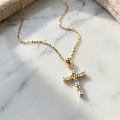 Çelik Kolye - Haç Kolye Altın Kaplama KLY-644