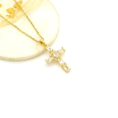 Çelik Kolye - Haç Kolye Altın Kaplama KLY-643
