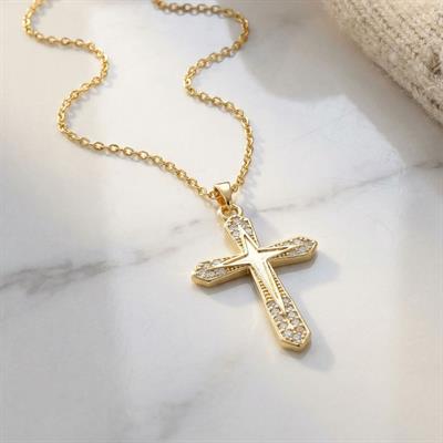 Çelik Kolye - Haç Kolye Altın Kaplama KLY-626