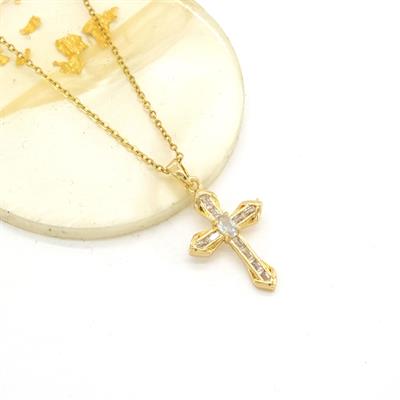 Çelik Kolye - Haç Kolye Altın Kaplama KLY-638