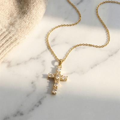 Çelik Kolye - Haç Kolye Altın Kaplama KLY-643