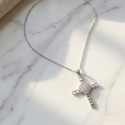 Çelik Kolye - Haç Kolye - Çelik Kalp Kolye KLY-627