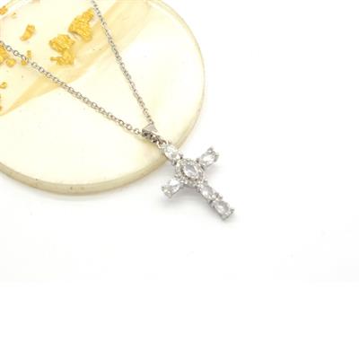 Çelik Kolye - Haç Kolye - Paslanmaz Çelik Kadın Kolye KLY-621