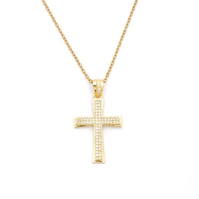 Çelik Kolye Kadın Altın Kaplama Haç Model KLY-630