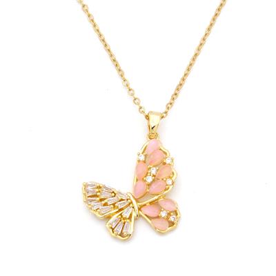 Çelik Kolye - Kelebek Kolye Altın Kaplama KLY-596