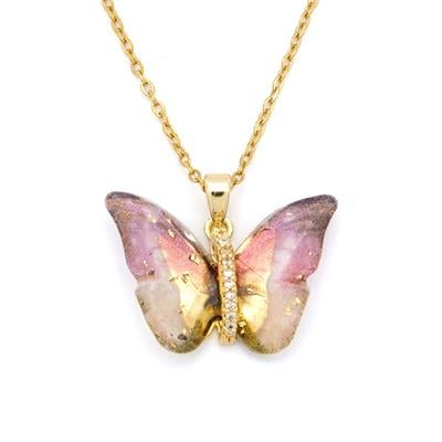 Çelik Kolye - Kelebek Kolye Altın Kaplama KLY-624