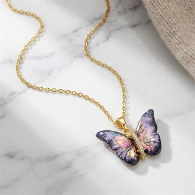 Çelik Kolye - Kelebek Kolye Altın Kaplama KLY-631