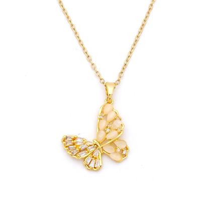 Çelik Kolye - Kelebek Kolye Altın Kaplama KLY-594