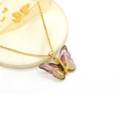 Çelik Kolye - Kelebek Kolye Altın Kaplama KLY-624