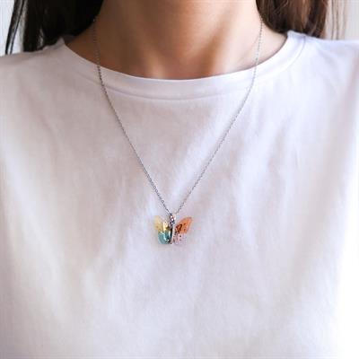 Çelik Kolye - Kelebek Kolye - Paslanmaz Çelik Kadın Kolye KLY-597