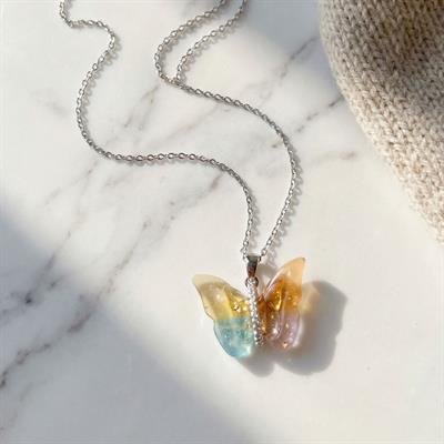 Çelik Kolye - Kelebek Kolye - Paslanmaz Çelik Kadın Kolye KLY-597