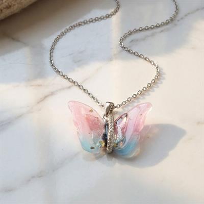 Çelik Kolye - Kelebek Kolye - Paslanmaz Çelik Kadın Kolye KLY-632