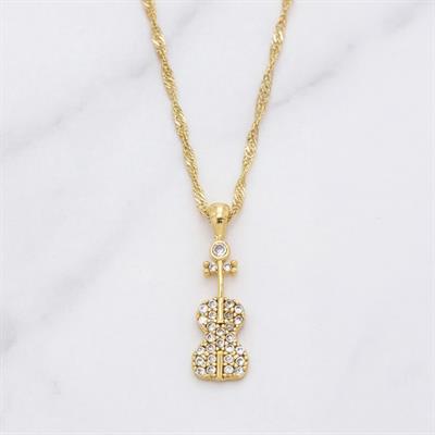 Çelik Kolye, Keman Kolye Altın Kaplama, Kadın Kolye KLY-234