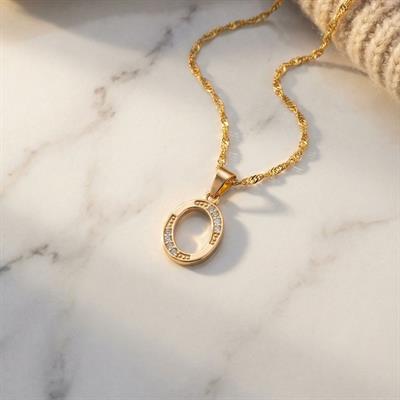 Çelik Kolye, O Harfli Kolye Altın Kaplama, Kadın Kolye KLY-289