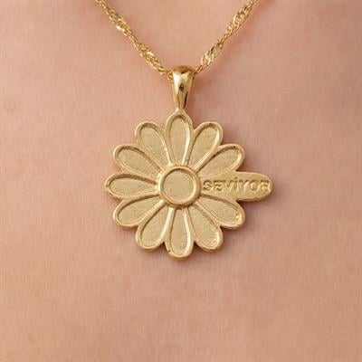 Çelik Kolye, Papatya Kolye Altın Kaplama KLY-254