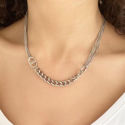 Çelik Kolye, Paslanmaz Çelik Kadın Kolye, Zincir Model KLY-349