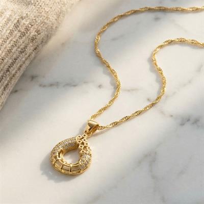 Çelik Kolye, Su Damla Kolye, Altın Kaplama Kadın Kolye KLY-316