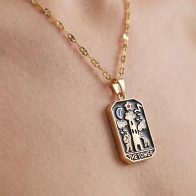 Çelik Kolye, Tarot Altın Kaplama Kadın Kolye K-132