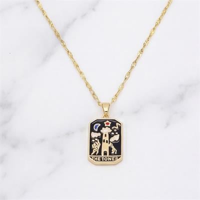 Çelik Kolye, Tarot Altın Kaplama Kadın Kolye K-132