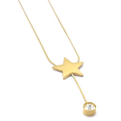 Çelik Kolye - Yıldız Kolye Altın Kaplama KLY-576