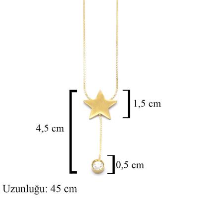 Çelik Kolye - Yıldız Kolye Altın Kaplama KLY-576
