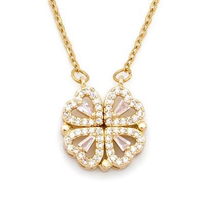 Çelik Kolye, Yonca Kolye Altın Kaplama Kadın Kolye KLY-396