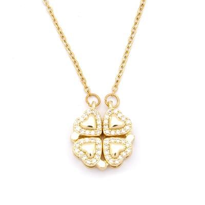 Çelik Kolye - Yonca Kolye Altın Kaplama KLY-620