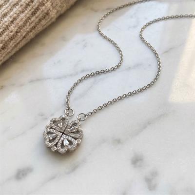 Çelik Kolye, Yonca Kolye, Paslanmaz Çelik Kadın Kolye KLY-395