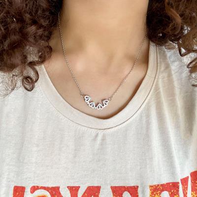 Çelik Kolye, Yonca Kolye, Paslanmaz Çelik Kadın Kolye KLY-395