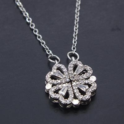 Çelik Kolye, Yonca Kolye, Paslanmaz Çelik Kadın Kolye KLY-395