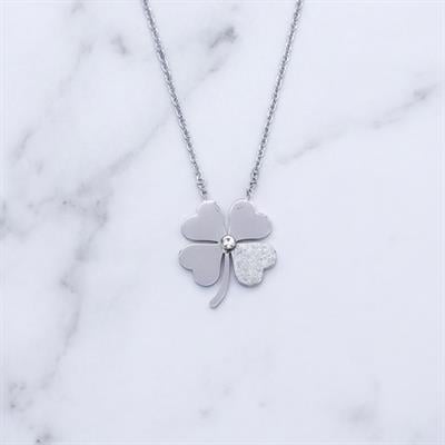 Çelik Kolye, Yonca Kolye, Paslanmaz Çelik Kadın Kolye KLY-352